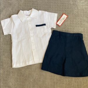 NWT Jack & Teddy white and navy linen outfit